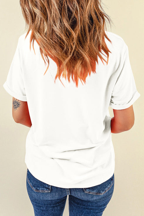 Soft Stretch Solid Crew Neck Rolled Cuff Relaxed Tee